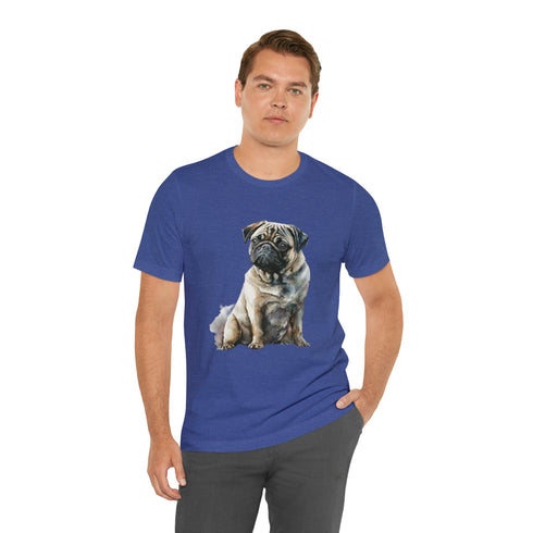 Loving Pug in Watercolor - Short Sleeve Tee